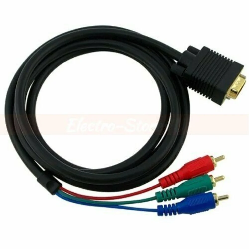 VGA Male to 3RCA Component Cable 6ft HDTV Monitor TV PC Laptop RGB VGA-3RCA